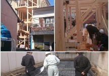 京都府産木材を利用した木造四階建てゲストハウス施工中！